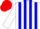 White, red and blue stripes, red cap