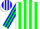 White, blue and green stripes, white