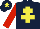 Dark Blue, Yellow Cross of Lorraine, Red sleeves, Dark Blue cap, Yellow star