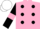 Pink, black spots, black sleeves, pink armlets, white cap