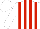 WHITE, red stripes, white cap