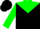 Black, green yoke, green sleeves