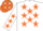WHITE, orange stars