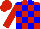 Red and blue blocks, red cap