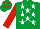 EMERALD GREEN, white stars, red sleeves, emerald green cap, red stars